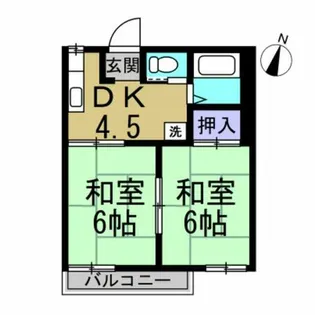 タウニーあけぼのA【1階】の間取り