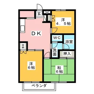 ドミールたかねB棟【2階】の間取り