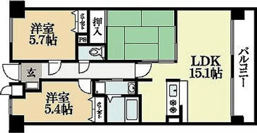 デミューズ木幡【3階】の間取り