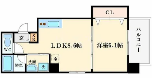 スマイリー江戸堀【303号室】の間取り