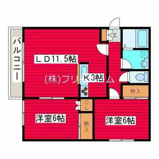 リバティ西岡B【1階】の間取り