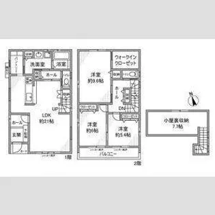 愛知県岩倉市石仏町長北屋敷【一戸建】の間取り