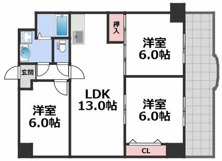 フェルザ長田【9階】の間取り