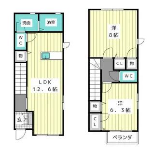 愛知県名古屋市名東区上社5丁目【テラスハウス】の間取り