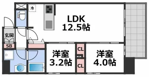 ルフォンプログレ南森町【5階】の間取り