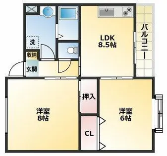 ロワゾーブルー平野【3階】の間取り