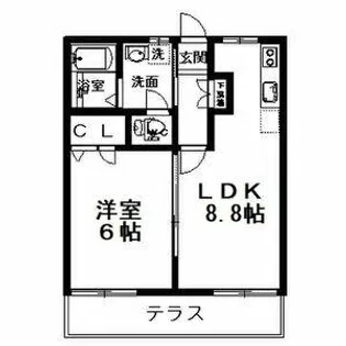 ハイツボヌールA・B【B101号室】の間取り