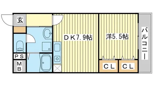 ジェルメ城陽【303号室】の間取り