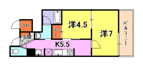 クオーレ三宮弐番館【9階】の間取り