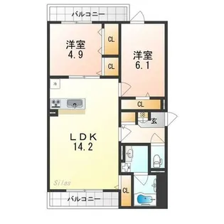 D-residence西野A棟【2階】の間取り