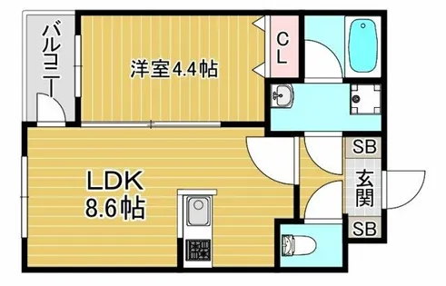 GlanZ 六ツ門【1階】の間取り