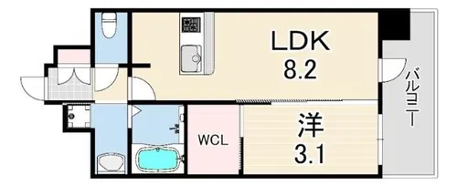 エステムコート三宮EASTVルシーダ【8階】の間取り