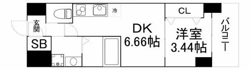 クローバーグランデ今里【707号室】の間取り