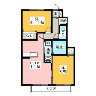 ハイツ アムール B【1階】の間取り