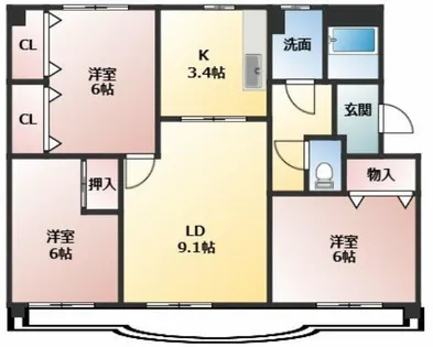 サンパーク柏原【3階】の間取り
