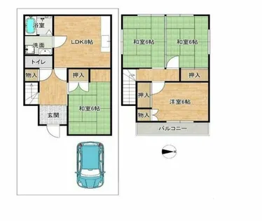 大阪府摂津市新在家2丁目【一戸建】の間取り
