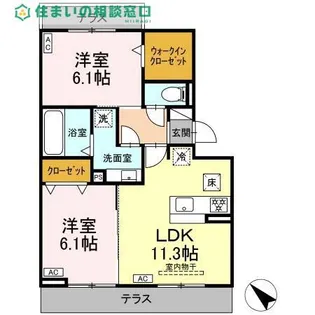 愛知県岡崎市上六名3丁目【アパート】の間取り