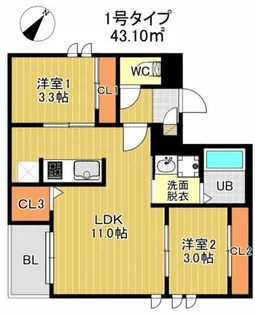 REGALEST Maple 千早【1階】の間取り