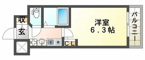 エステムコート神戸ハーバーランド前Ⅱ【9階】の間取り