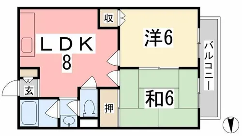 2LDKの間取り画像
