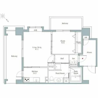 リアンシエルブルー東比恵【6階】の間取り