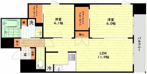 ソルティア東梅田【14階】の間取り