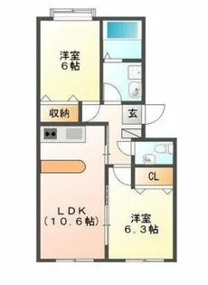 WEST COURT N棟【402号室】の間取り
