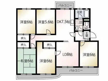 サンライフ多々良パークタウンE棟【501号室】の間取り