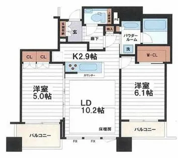 シティタワー大阪本町【39階】の間取り