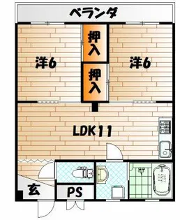 ブルーハイツ三郎丸【1004号室】の間取り