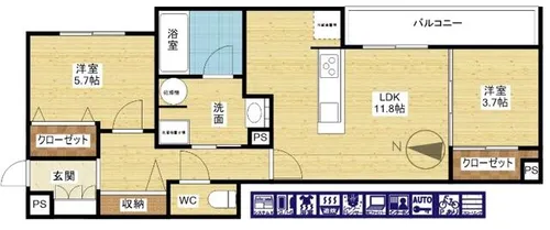 クラシスト三津屋南【1階】の間取り