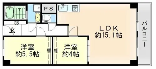 財形吹田ハイツ【403号室】の間取り