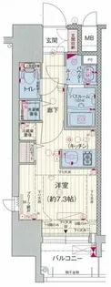 プレサンスタワー北浜【7階】の間取り