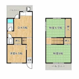 大阪府堺市南区高倉台2丁【テラスハウス】の間取り