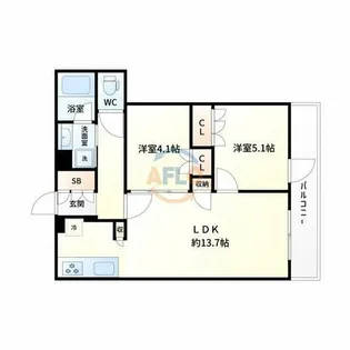 Brillia Tower箕面船場 THE TOP OF THE HI【11階】の間取り