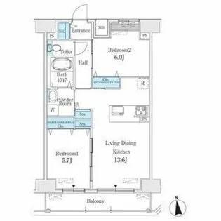 プレイズシード浄心【14階】の間取り