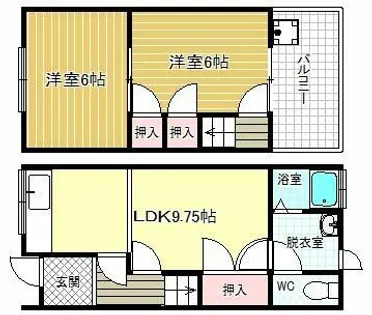 大阪府松原市三宅中2丁目【テラスハウス】の間取り