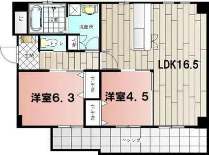 ルネス到津の森【3階】の間取り