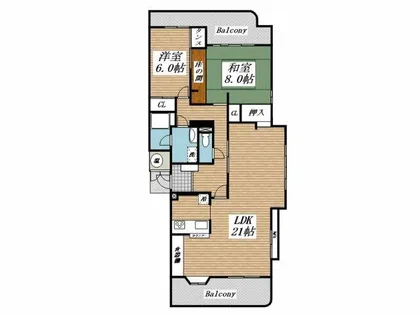 メゾンモンブラン富野台・壱番管C棟【5階】の間取り
