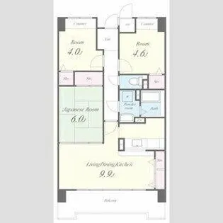 平野元町日興マンション【6階】の間取り