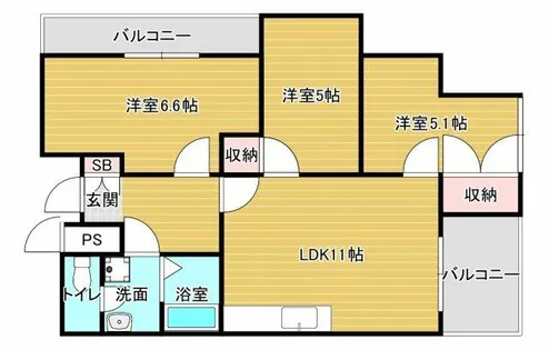 ガーデンハイム狭山A棟【3階】の間取り