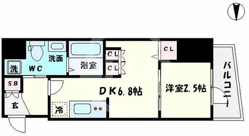 エスグランデ難波サウス【13階】の間取り