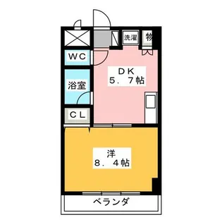 1DKの間取り画像