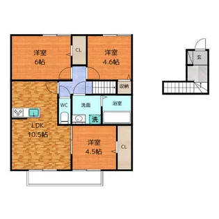 ハウス堅田 A棟【2階】の間取り
