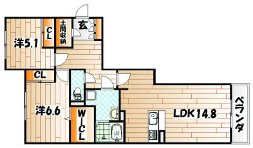 ヴィラ ダンク上到津【2階】の間取り
