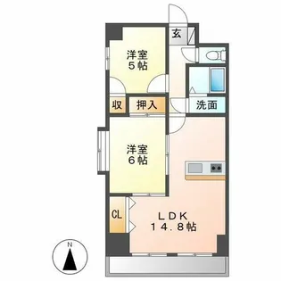 ランバー原田【8階】の間取り