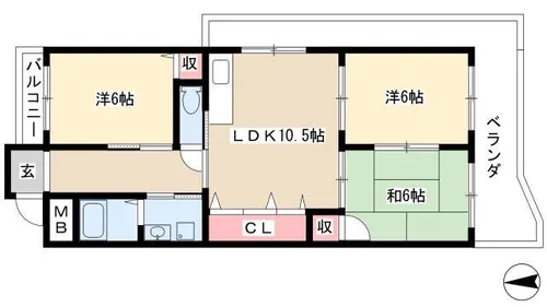 エスポワール鳩岡【301号室】の間取り