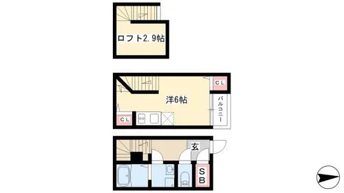 愛知県名古屋市西区那古野1丁目【テラスハウス】の間取り