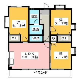 扶桑ガーデンズ【2階】の間取り