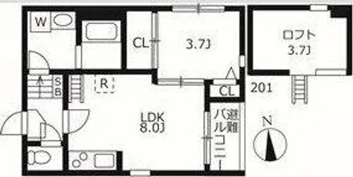 ハーモニーテラス寺崎町【2階】の間取り